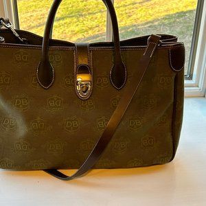 Dooney & Bourke Signature Green Canvas Large Double Handle Tote w/ Eyeglass Case